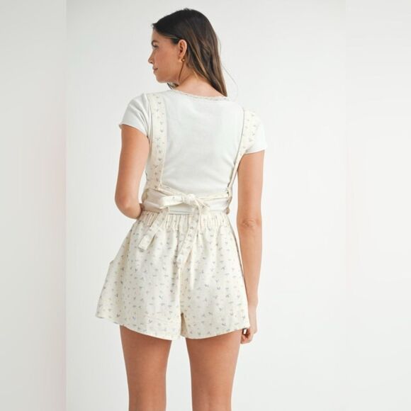 Whitney Cream Floral Overall Romper - Picture 8 of 14